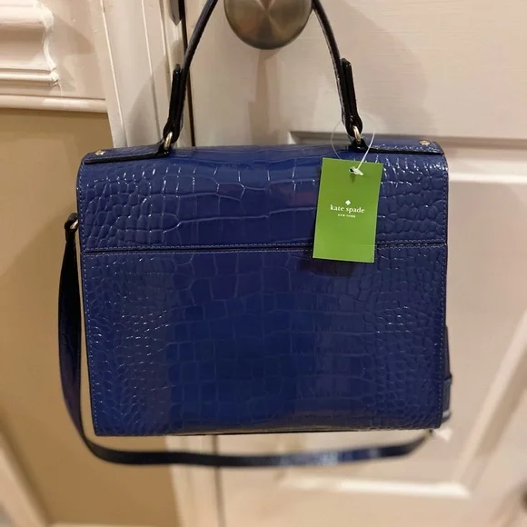 Kate Spade Blue Crocodile-Embossed Satchel - Picture 4 of 4